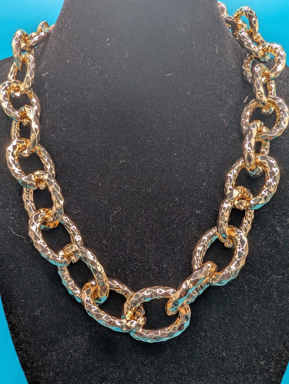 Sequin Gold Hammered Link Necklace - Women Jewelry